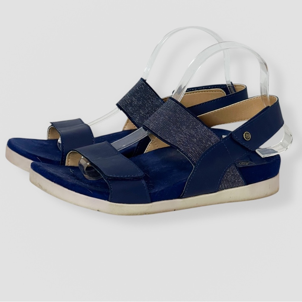 Spenco Size 9 Sanabel Sandals Blue Suede Orthotic Adjustable Strappy Comfort